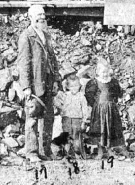 Abraham F Stoy; grandchildren Herman and Laura; part of image of A F Stoy coal mine
