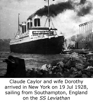SS Leviathan - 1928 trip by Claude Caylor and wife